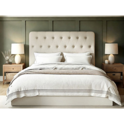 Flair Marley Double Beige Woven Fabric Ottoman Bed with Buttoned Headboard - Cream - Wilko - thumbnail 5