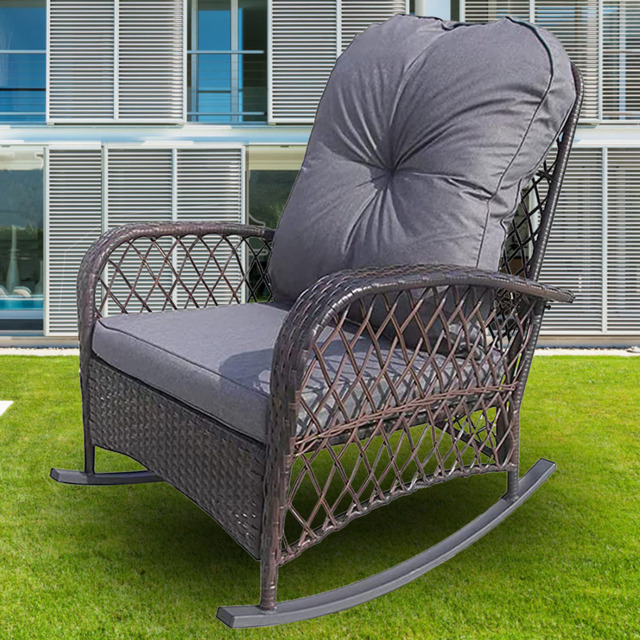 Furniture One Wicker Garden Rocking Chair - Grey - Wilko - image 1