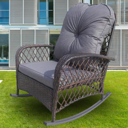Furniture One Wicker Garden Rocking Chair - Grey - Wilko - thumbnail 1