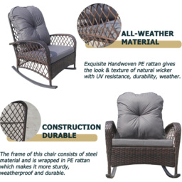 Furniture One Wicker Garden Rocking Chair - Grey - Wilko - thumbnail 7