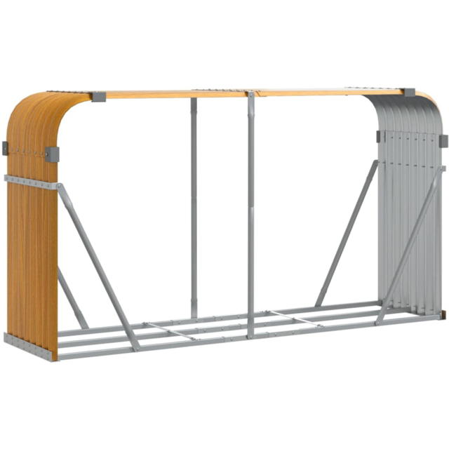 vidaXL Brown Galvanised Steel Firewood Log Holder 100 x 180 x 45cm - Wilko - image 1