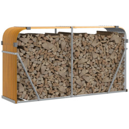 vidaXL Brown Galvanised Steel Firewood Log Holder 100 x 180 x 45cm - Wilko - thumbnail 3
