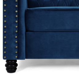 Home Detail Chesterfield 2 Seater Studded Blue Velvet Sofa - Wilko - thumbnail 6
