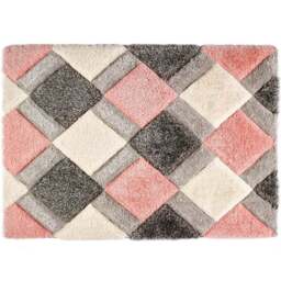 Origins Blush 3D Geo Shaggy Carved Rug 160 x 230cm - Pink - Origins Rugs - Wilko - thumbnail 1