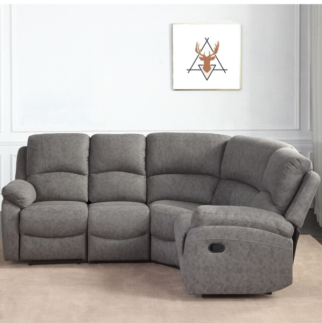 Milano Grey Fabric 4 Seater Reversible Corner Manual Recliner Sofa - Wilko - image 1