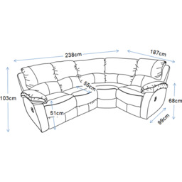 Milano Grey Fabric 4 Seater Reversible Corner Manual Recliner Sofa - Wilko - thumbnail 6
