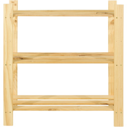 Leighton 3 Shelf Natural Wood Slatted Storage Unit - Brown - Wilko - thumbnail 4