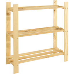 Leighton 3 Shelf Natural Wood Slatted Storage Unit - Brown - Wilko - thumbnail 3