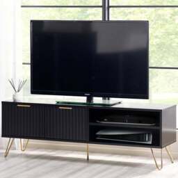 Julian Bowen Murano 2 Door 2 Shelf Matt Black TV Unit - Size: 40 x 150 x 50cm - Wilko