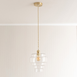 ValueLights Lane 5 Tier Clear Glass Shade Brushed Gold Single LED Ceiling Pendant Light - Size: 135.5 x 23.5 x 23.5cm - Wilko - thumbnail 6