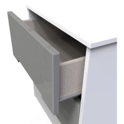 Crowndale Monaco 2 Drawer Grey Gloss and White Compact Bedside Cabinet Ready Assembled - Grey Gloss & White - Wilko - thumbnail 7