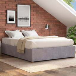 Aspire Furniture Double Silver Plush Platform Ottoman Bed - Aspire Beds - Wilko