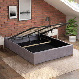 Aspire Furniture Double Silver Plush Platform Ottoman Bed - Aspire Beds - Wilko - thumbnail 3