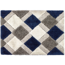Origins 3D Geo Shaggy Navy Carved Rug 80 x 150cm - Size: 80 x 150 x 4cm - Blue - Wilko - thumbnail 1