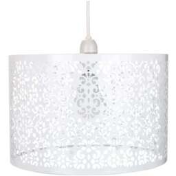 Happy Homewares Marrakech Designed White Metal Floral Decoration Pendant Shade - Size: 19 x 29 x 29cm - Wilko