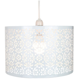 Happy Homewares Marrakech Designed White Metal Floral Decoration Pendant Shade - Size: 19 x 29 x 29cm - Wilko - thumbnail 3