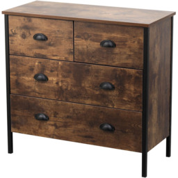 FurnitureHMD 4 Drawer Black and Brown Industrial Wooden Chest of Drawers - Wilko - thumbnail 3