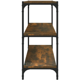 vidaXL 3 Shelf Smoked Oak Wood and Steel Bookcase - Size: 70.5 x 80 x 33cm - Brown - Wilko - thumbnail 6