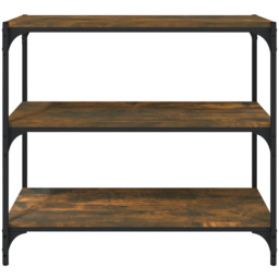 vidaXL 3 Shelf Smoked Oak Wood and Steel Bookcase - Size: 70.5 x 80 x 33cm - Brown - Wilko - thumbnail 4