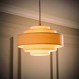 ValueLights Hampshire 5-Tier 3 Tone Cream Fabric Ceiling Pendant Lamp Shade - Size: 35 x 21 x 35cm - Wilko - thumbnail 3