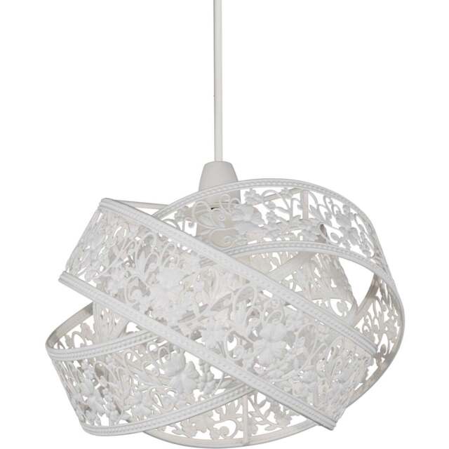 Lighting Collection 3 Ring Matt White Fretwork Pattern Shade - Size: 18 x 28 x 28cm - Wilko - image 1