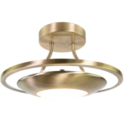 Happy Homewares Antique Brass LED Semi Flush Ceiling Light - Size: 18 x 30 x 30cm - Gold - Wilko - thumbnail 6