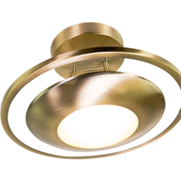 Happy Homewares Antique Brass LED Semi Flush Ceiling Light - Size: 18 x 30 x 30cm - Gold - Wilko - thumbnail 5