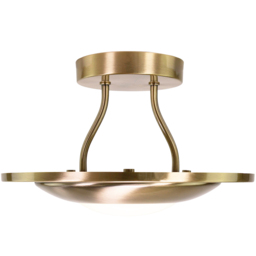 Happy Homewares Antique Brass LED Semi Flush Ceiling Light - Size: 18 x 30 x 30cm - Gold - Wilko - thumbnail 7