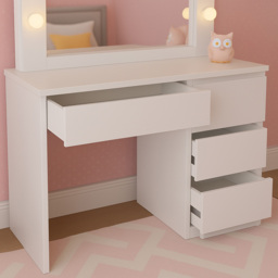 Portland 4 Drawer White Dressing Table Set with LED Mirror - Size: 42 x 94 x 140cm - Wilko - thumbnail 6