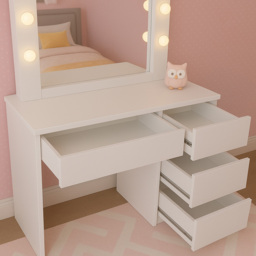 Portland 4 Drawer White Dressing Table Set with LED Mirror - Size: 42 x 94 x 140cm - Wilko - thumbnail 4