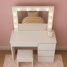 Portland 4 Drawer White Dressing Table Set with LED Mirror - Size: 42 x 94 x 140cm - Wilko - thumbnail 7