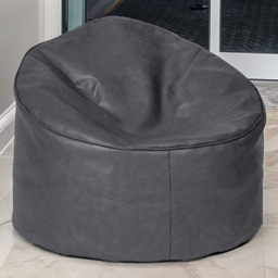 Kaikoo Grey Faux Leather Bean Bag Chair - Wilko