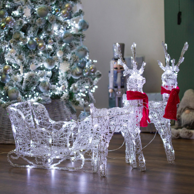 The Christmas Workshop 150 LED Acrylic Reindeers with Sleigh 5.2ft - Wilko - image 1