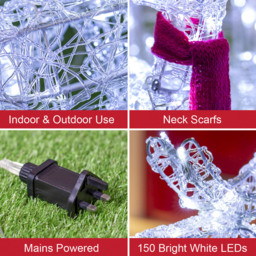 The Christmas Workshop 150 LED Acrylic Reindeers with Sleigh 5.2ft - Wilko - thumbnail 7