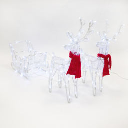 The Christmas Workshop 150 LED Acrylic Reindeers with Sleigh 5.2ft - Wilko - thumbnail 3