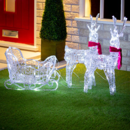 The Christmas Workshop 150 LED Acrylic Reindeers with Sleigh 5.2ft - Wilko - thumbnail 6