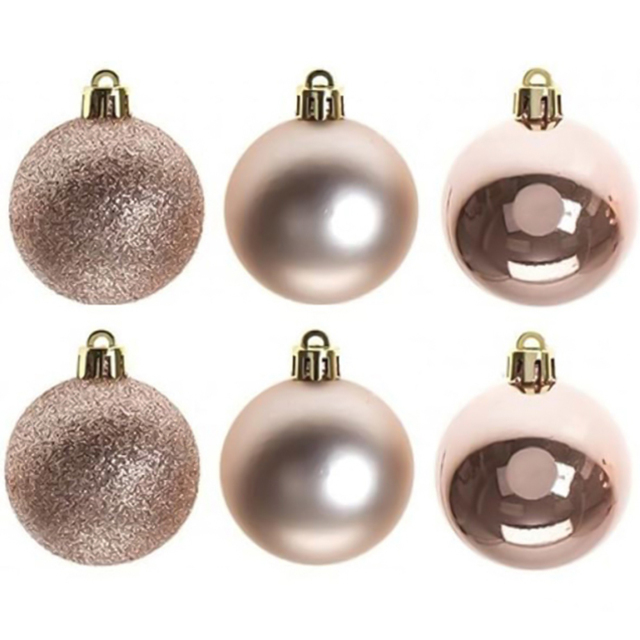 Shatchi 6cm Rose Gold Shatterproof Bauble 6 Pack - Wilko - image 1