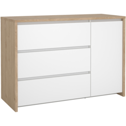 Florence Next Single Door 3 Drawer Jackson Hickory White High Gloss Sideboard - Size: 83.8 x 118.6 x 48.1cm - Multi - Furniture To Go - Wilko - thumbnail 5