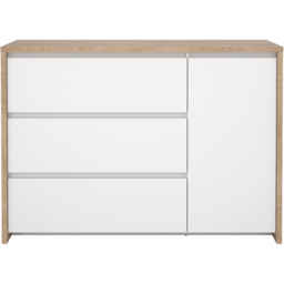 Florence Next Single Door 3 Drawer Jackson Hickory White High Gloss Sideboard - Size: 83.8 x 118.6 x 48.1cm - Multi - Furniture To Go - Wilko - thumbnail 3