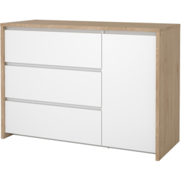 Florence Next Single Door 3 Drawer Jackson Hickory White High Gloss Sideboard - Size: 83.8 x 118.6 x 48.1cm - Multi - Furniture To Go - Wilko - thumbnail 4