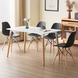 Comfy Living 4 Seater Metal Detailing Dining Set White and Black - Wilko