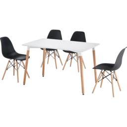 Comfy Living 4 Seater Metal Detailing Dining Set White and Black - Wilko - thumbnail 3