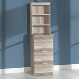 R White Cabinets 3 Drawer 3 Shelf Grey Filing Cabinet with Hutch - Size: 182.8 x 47.9 x 54cm - Wilko