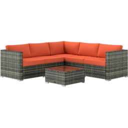 Outsunny 4 Pieces Rattan Garden Furniture Sofa Set with Coffee Table Orange - Size: 4 Seater - Wilko - thumbnail 3