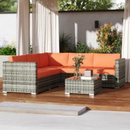 Outsunny 4 Pieces Rattan Garden Furniture Sofa Set with Coffee Table Orange - Size: 4 Seater - Wilko - thumbnail 1