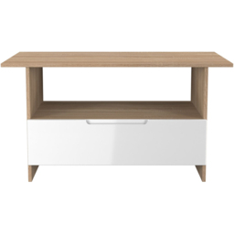 Crowndale Milan Single Drawer Single Shelf White Gloss and Bardolino Oak Coffee Table Ready Assembled - Size: 50 x 93 x 53cm - White Gloss & Bardolino - thumbnail 3