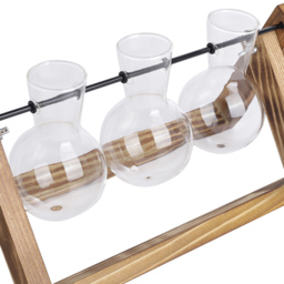 Living and Home 3 Piece Bulb Glass Terrariums with Wood Stand - Size: 13.8 x 28 x 9cm - Multi - Wilko - thumbnail 5