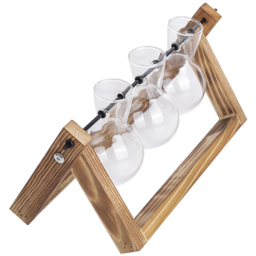 Living and Home 3 Piece Bulb Glass Terrariums with Wood Stand - Size: 13.8 x 28 x 9cm - Multi - Wilko - thumbnail 4