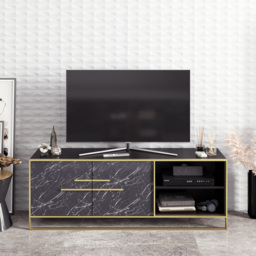 Decorotika Polka 2 Door Black Marble TV Unit - Size: 56.6 x 160 x 38.5cm - Wilko - thumbnail 5