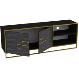 Decorotika Polka 2 Door Black Marble TV Unit - Size: 56.6 x 160 x 38.5cm - Wilko - thumbnail 4
